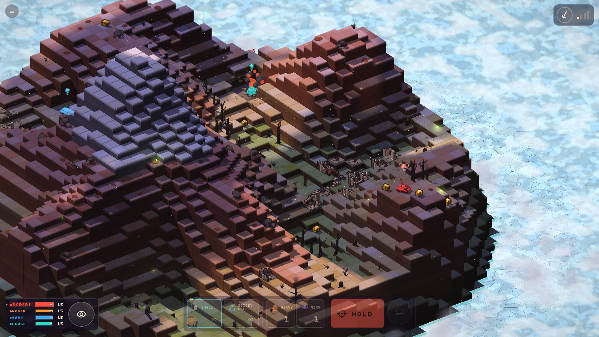 Tank combat on a rocky Charred Planet battlefield.